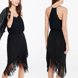 Express Faux Suede Fringe Pencil Skirt